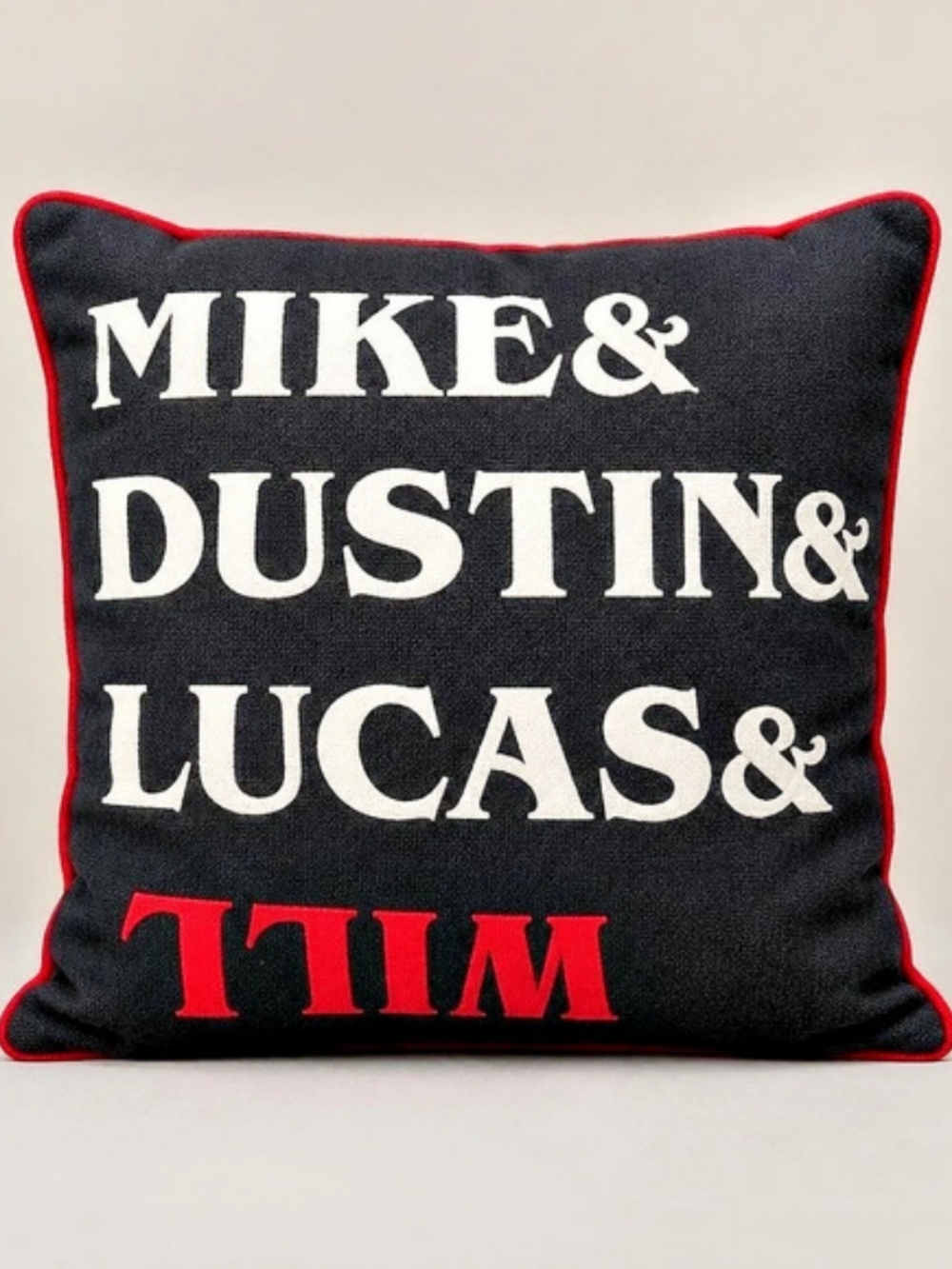 Stranger Things quote pillow Black & Red Accent Pillow